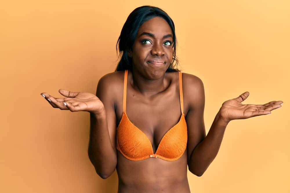 Young,African,American,Woman,Wearing,Lingerie,Clueless,And,Confused,With